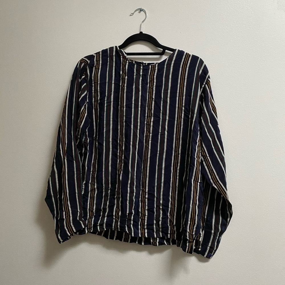 Vintage Striped 100% Silk Blouse